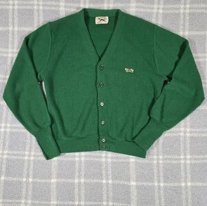 Vintage JCPenney The Fox Sweater Men's Green Cardigan Sweater Size Small